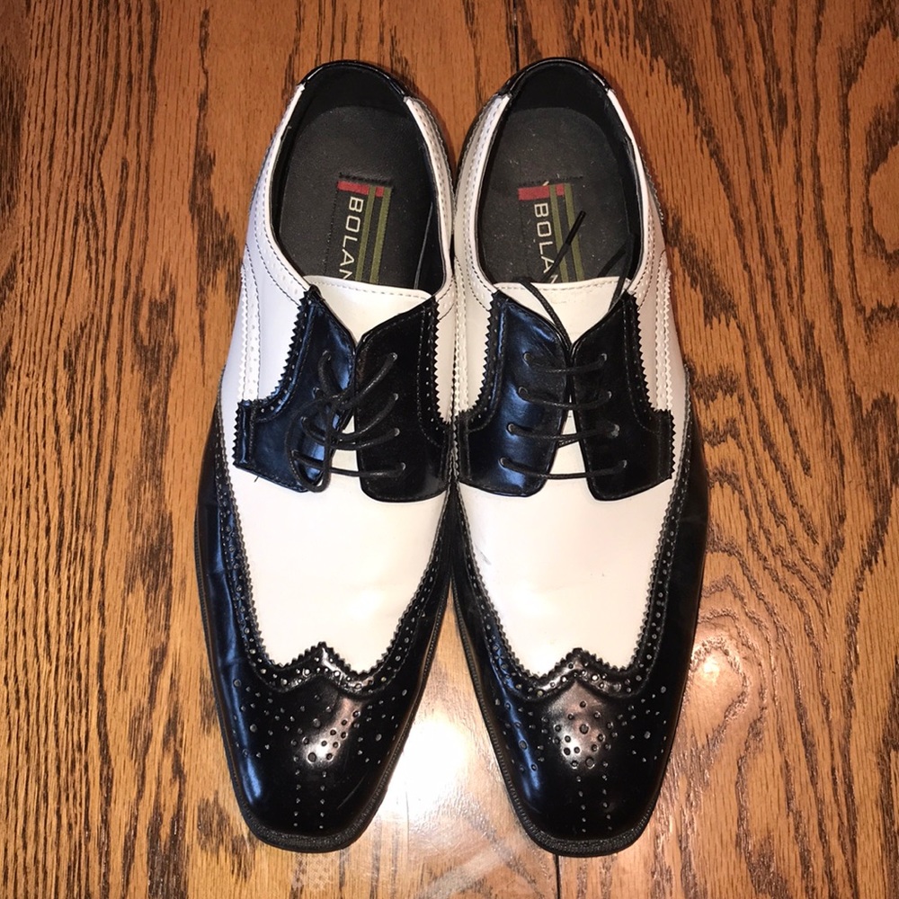 Black and White Wingtip Dress Shoes